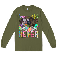 Army Green happy easter heifer Long Sleeve Tee - Neo Western