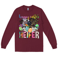 Burgundy happy easter heifer Long Sleeve Tee - Neo Western