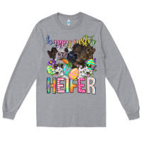 Heather Grey happy easter heifer Long Sleeve Tee - Neo Western
