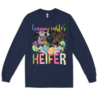 Navy happy easter heifer Long Sleeve Tee - Neo Western