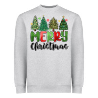 Heather Grey merry christmas trees Heavyweight Sweatshirt - MaliasSmallBusiness