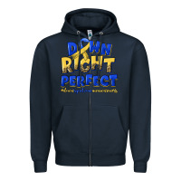Navy down right perfect down syndrome Zipper Hoodie - Artiststas