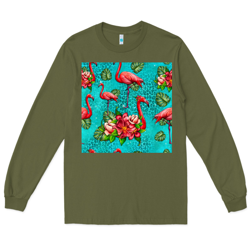 Flamingo Seamless Pattern Long Sleeve Tee by HRA Design Shop | Teevron
