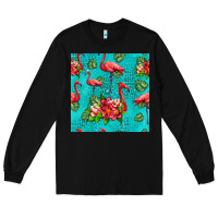 Black flamingo seamless pattern Long Sleeve Tee - HRA Design Shop