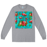 Heather Grey flamingo seamless pattern Long Sleeve Tee - HRA Design Shop