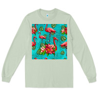 Matcha flamingo seamless pattern Long Sleeve Tee - HRA Design Shop