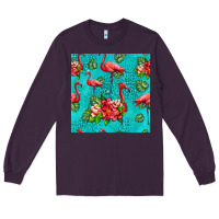 Plum flamingo seamless pattern Long Sleeve Tee - HRA Design Shop