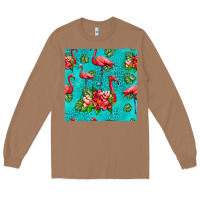 Toasted Coconut flamingo seamless pattern Long Sleeve Tee - HRA Design Shop