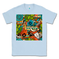 Dusty Blue western cactus aztec seamless pattern Classic Tee - BundleAndBundleShop