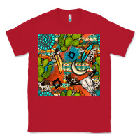 Red western cactus aztec seamless pattern Classic Tee - BundleAndBundleShop