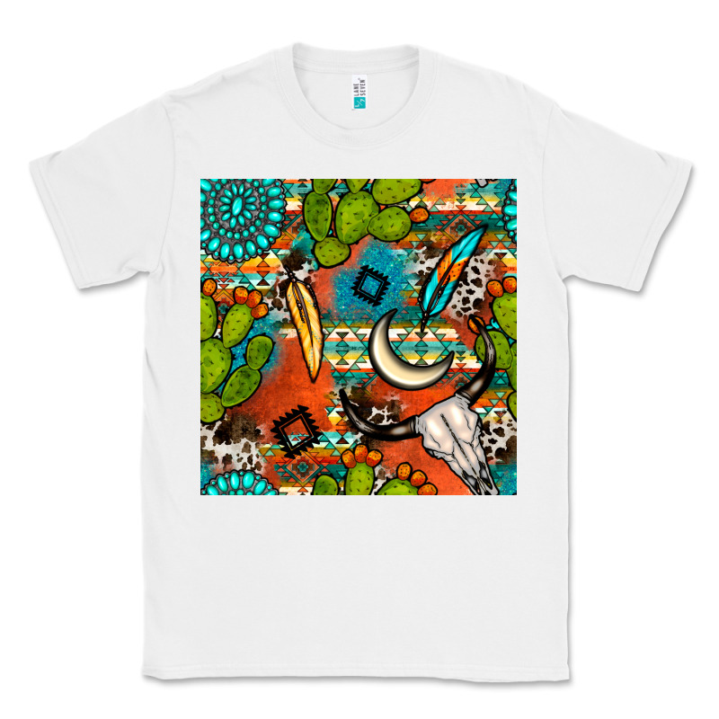Western Cactus Aztec Seamless Pattern Classic Tee by BundleAndBundleShop | Teevron