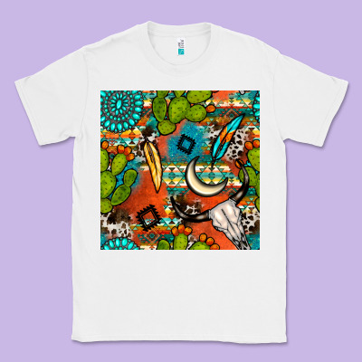 Western Cactus Aztec Seamless Pattern Classic Tee Designed By Bundleandbundleshop
