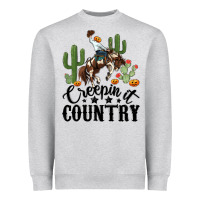 Heather Grey creepin it country rodeo Heavyweight Sweatshirt - MaliasSmallBusiness
