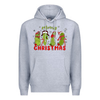 Heather Grey Pickle Merry Christmas Premium Hoodie - MaliasSmallBusiness