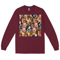 Burgundy western farm animals seamless pattern Long Sleeve Tee - HRA Design Shop