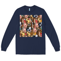 Navy western farm animals seamless pattern Long Sleeve Tee - HRA Design Shop
