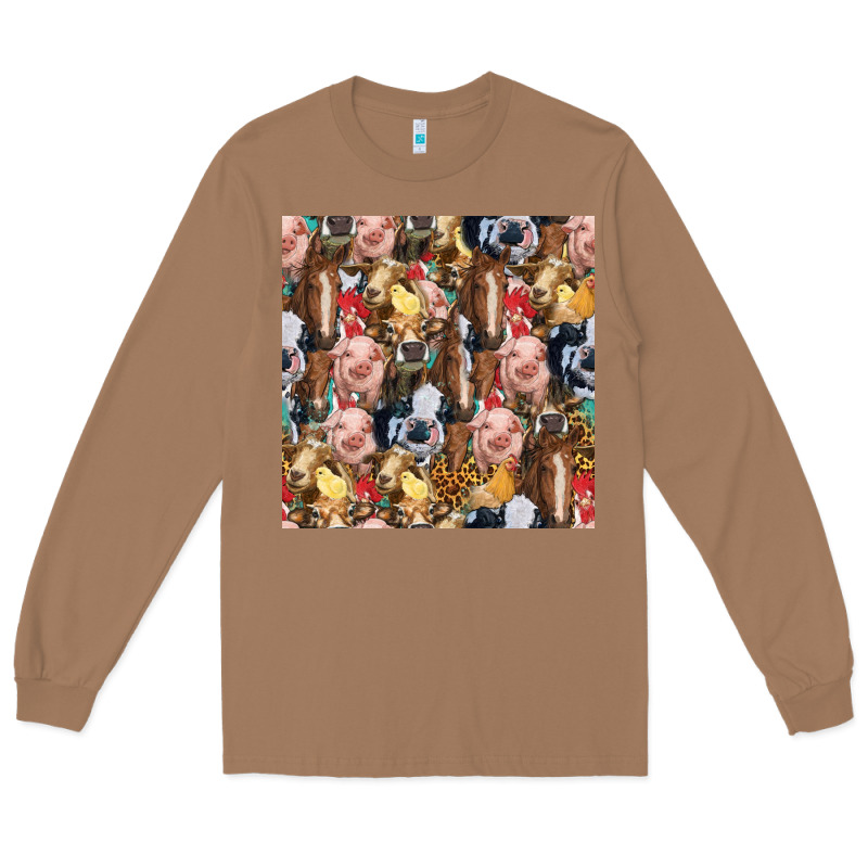 Western Farm Animals Seamless Pattern Long Sleeve Tee by HRA Design Shop | Teevron