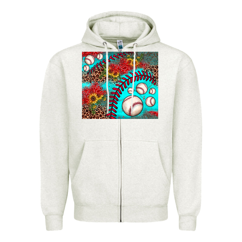 Baseball Leopard Turquoise Sunflower Zipper Hoodie by JahusDesignShop | Teevron