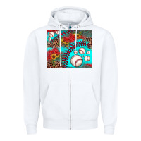 White baseball leopard turquoise sunflower Zipper Hoodie - JahusDesignShop