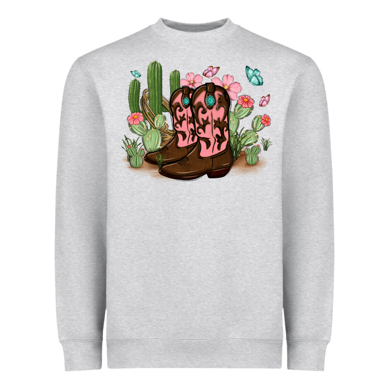 Cowboy Boots With Cactus Heavyweight Sweatshirt by MaliasSmallBusiness | Teevron