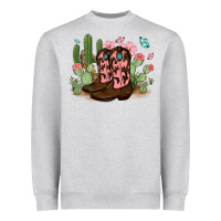 Heather Grey cowboy boots with cactus Heavyweight Sweatshirt - MaliasSmallBusiness