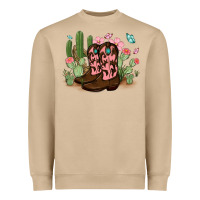 Mushroom cowboy boots with cactus Heavyweight Sweatshirt - MaliasSmallBusiness