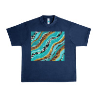 Navy turquoise brushstrokes with leopard and cowhide Urban Heavy Tee - RanaPortraitStore