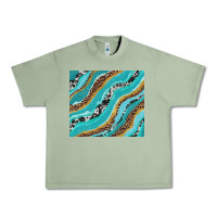 Oil Green turquoise brushstrokes with leopard and cowhide Urban Heavy Tee - RanaPortraitStore