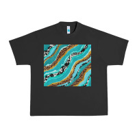 Pigment Black turquoise brushstrokes with leopard and cowhide Urban Heavy Tee - RanaPortraitStore