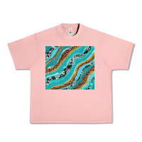 Salmon turquoise brushstrokes with leopard and cowhide Urban Heavy Tee - RanaPortraitStore