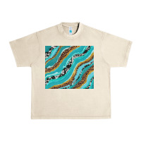 Sandshell turquoise brushstrokes with leopard and cowhide Urban Heavy Tee - RanaPortraitStore
