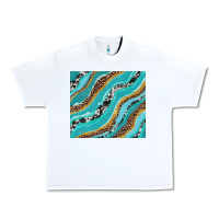 White turquoise brushstrokes with leopard and cowhide Urban Heavy Tee - RanaPortraitStore