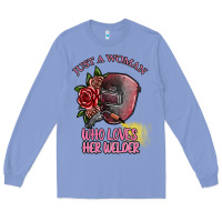 Colony Blue just a woman who loves her welder Long Sleeve Tee - SublimationCraftShop