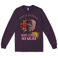 Plum just a woman who loves her welder Long Sleeve Tee - SublimationCraftShop
