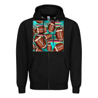 Black football leopard turquoise seamless pattern Zipper Hoodie - JahusDesignShop