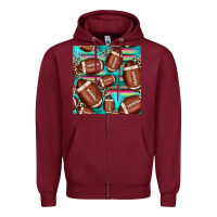 Burgundy football leopard turquoise seamless pattern Zipper Hoodie - JahusDesignShop