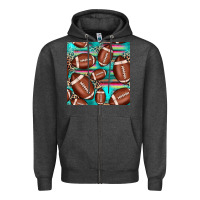Charcoal Heather football leopard turquoise seamless pattern Zipper Hoodie - JahusDesignShop