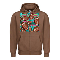 Chestnut football leopard turquoise seamless pattern Zipper Hoodie - JahusDesignShop