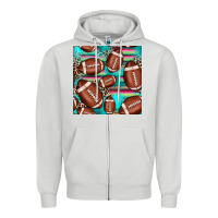 Dove Grey football leopard turquoise seamless pattern Zipper Hoodie - JahusDesignShop
