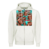 Oatmeal Heather football leopard turquoise seamless pattern Zipper Hoodie - JahusDesignShop