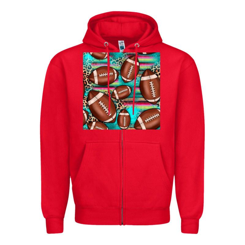 Football Leopard Turquoise Seamless Pattern Zipper Hoodie by JahusDesignShop | Teevron
