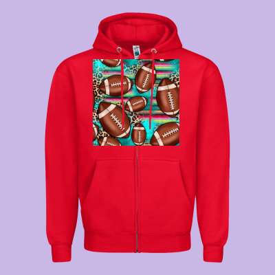 Football Leopard Turquoise Seamless Pattern Zipper Hoodie Designed By Jahusdesignshop