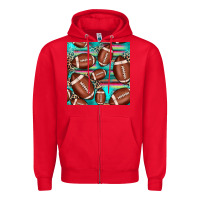 Red football leopard turquoise seamless pattern Zipper Hoodie - JahusDesignShop