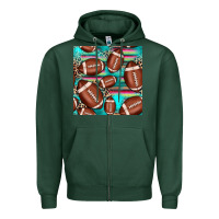 Sports Green football leopard turquoise seamless pattern Zipper Hoodie - JahusDesignShop