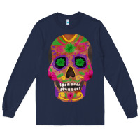 Navy sugar skull Long Sleeve Tee - FaDigitalArtStudio