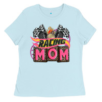Baby Blue racing mom with racing oto equipment Ladies Tee - AdoDesignShop