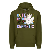 Army Green cute smart and a little bit dramatic Premium Hoodie - MaliasSmallBusiness