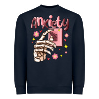 Navy anxiety skeleton hand Heavyweight Sweatshirt - MaliasSmallBusiness