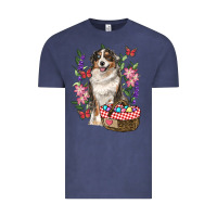 Vintage Denim Easter Aussie Australian Shepherd Vintage Tee - RanaPortraitStore