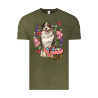 Vintage Olive Easter Aussie Australian Shepherd Vintage Tee - RanaPortraitStore